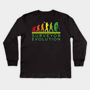 Surveyor evolution from ape to surveyor Kids Long Sleeve T-Shirt